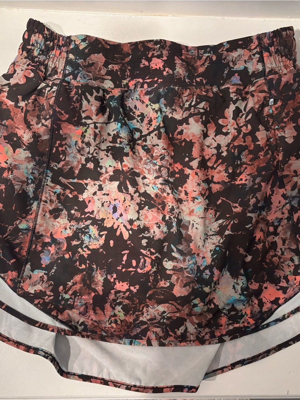 lululemon athletica Floral Print Mini Skirt - Black with Coral & Teal Accents